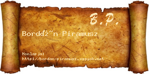 Bordán Piramusz névjegykártya